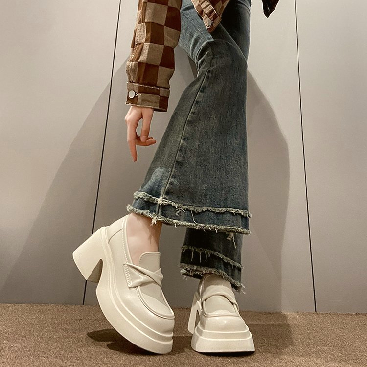 Giày Bốt đốc đế cao 7cm phong cách vintage, Giày Lolita cao gót đế trụ mũi vuông ulzzang chất da Pu mềm mịn