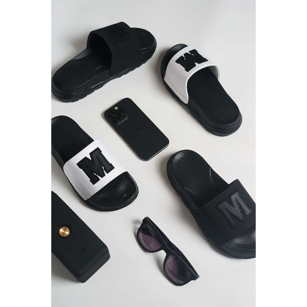 Dép quai ngang logo m MOOVER dép unisex slipper đế cao êm chân chống thấm nước