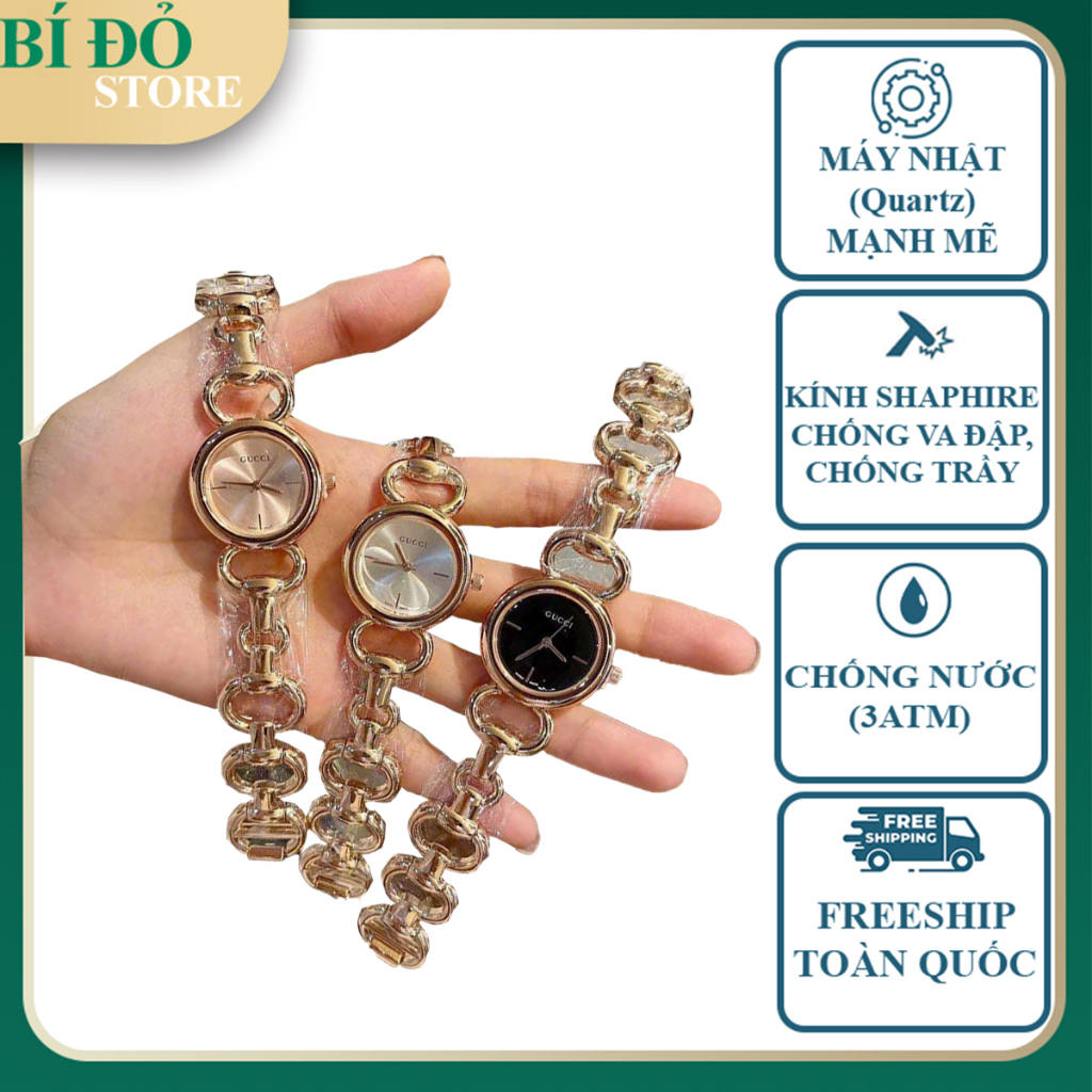 Đồng hồ nữ GUCCI máy nhật, kính shaphire, chống nước, mặt size 30mm, dây thép lưới 904L không rỉ CAO CẤP