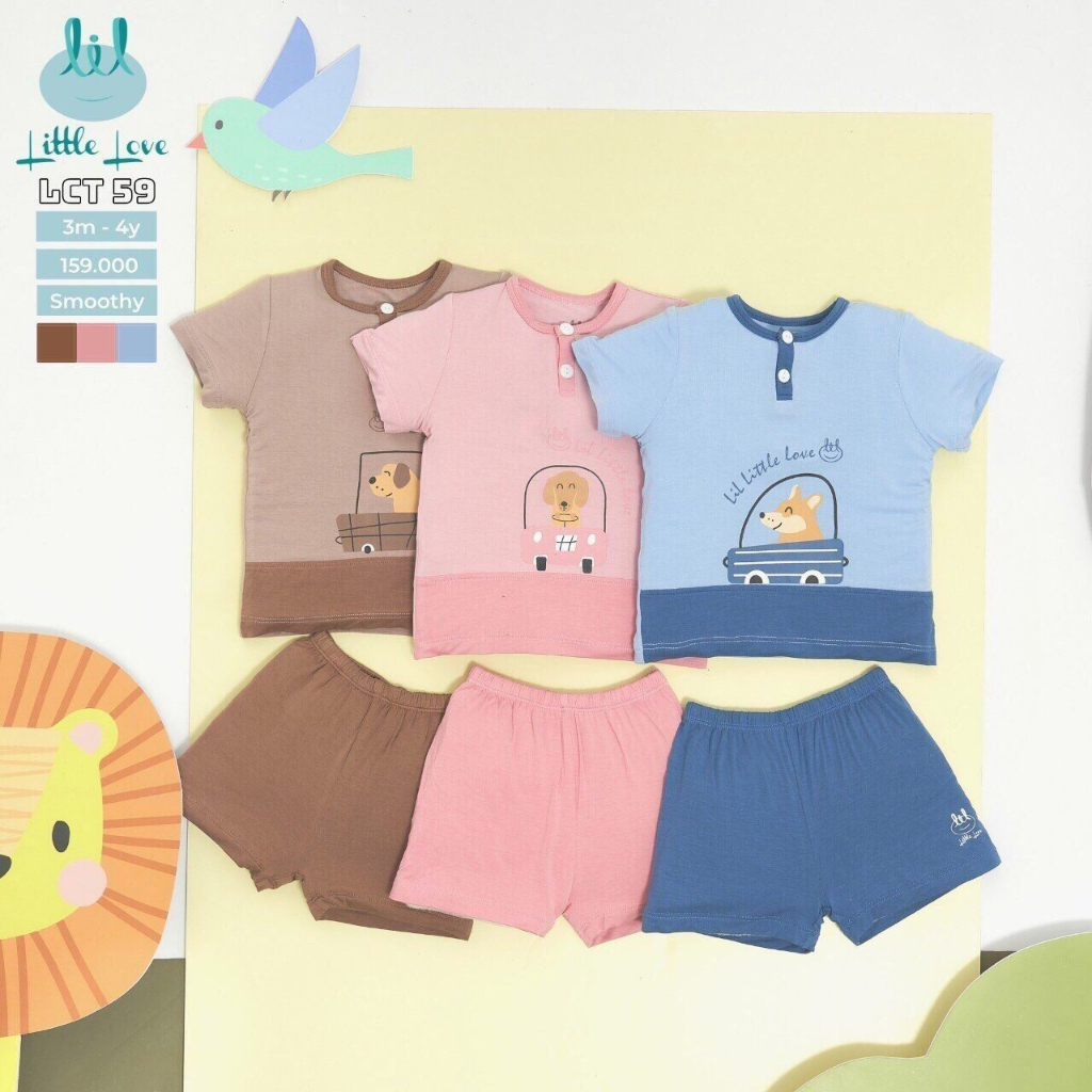 Bộ cộc tay họa tiết hãng Lil chất smoothy cho bé trai bé gái