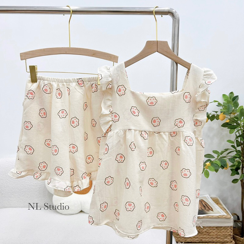 Đồ Bộ Mặc Nhà, Pijama Cánh Tiên Quần Ngố Chất Xốp - Meow Clothing