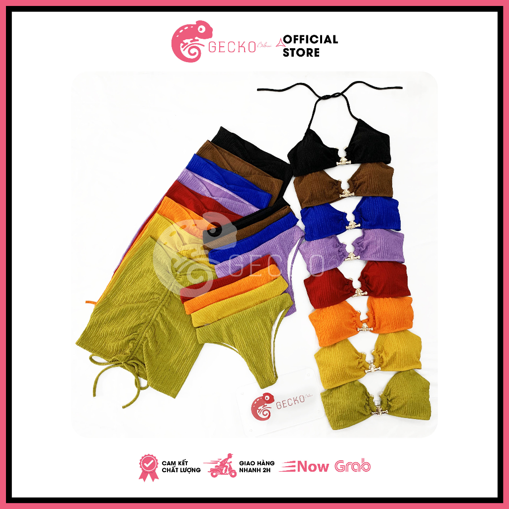 Combo 3 Món Bikini Đồ Bơi Áo Khoen Phối Quần Váy Rút Dây Cao Cấp 4CB06-A (Ảnh Thật)
