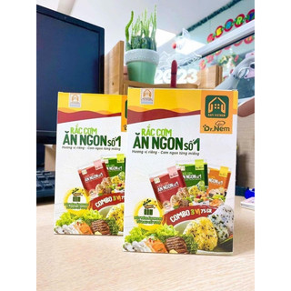 Combo 2 Hộp Rắc Cơm Ăn Ngon Số 1 DR NÊM Thơm Ngon,Nhiều Dưỡng Chất 3 Vị Date mới Tặng kèm bột nêm ăn ngon từ rau củ tươi