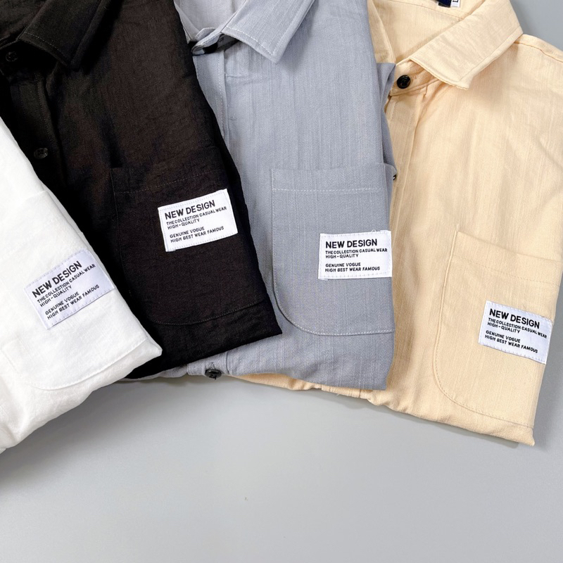 Áo Sơ Mi Nam Vải Đũi Tay Dài PHỐI TÚI HOẠ TIẾT SMTD