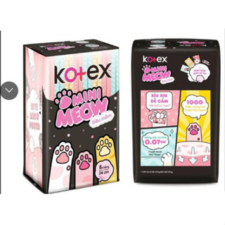  LỐC 8 GÓI  Băng Vệ Sinh KOTEX Mini Meow Siêu Mềm Siêu Mỏng Cánh 24cm 