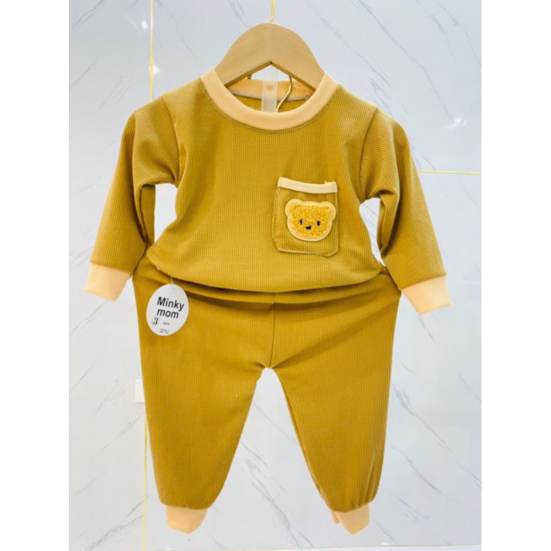 M01 Bộ dài tay len tăm / tăm gân hàng sài gòn loại 1 chất siêu đẹp cho bé trai bé gái