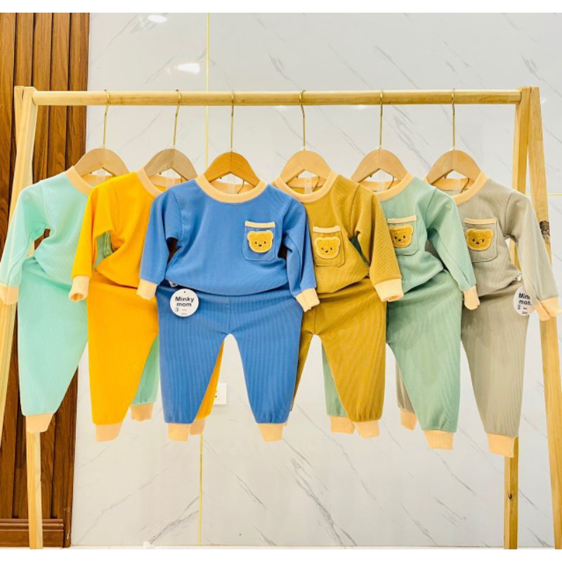 M01 Bộ dài tay len tăm / tăm gân hàng sài gòn loại 1 chất siêu đẹp cho bé trai bé gái