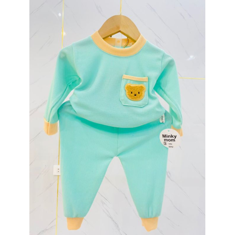 M01 Bộ dài tay len tăm / tăm gân hàng sài gòn loại 1 chất siêu đẹp cho bé trai bé gái