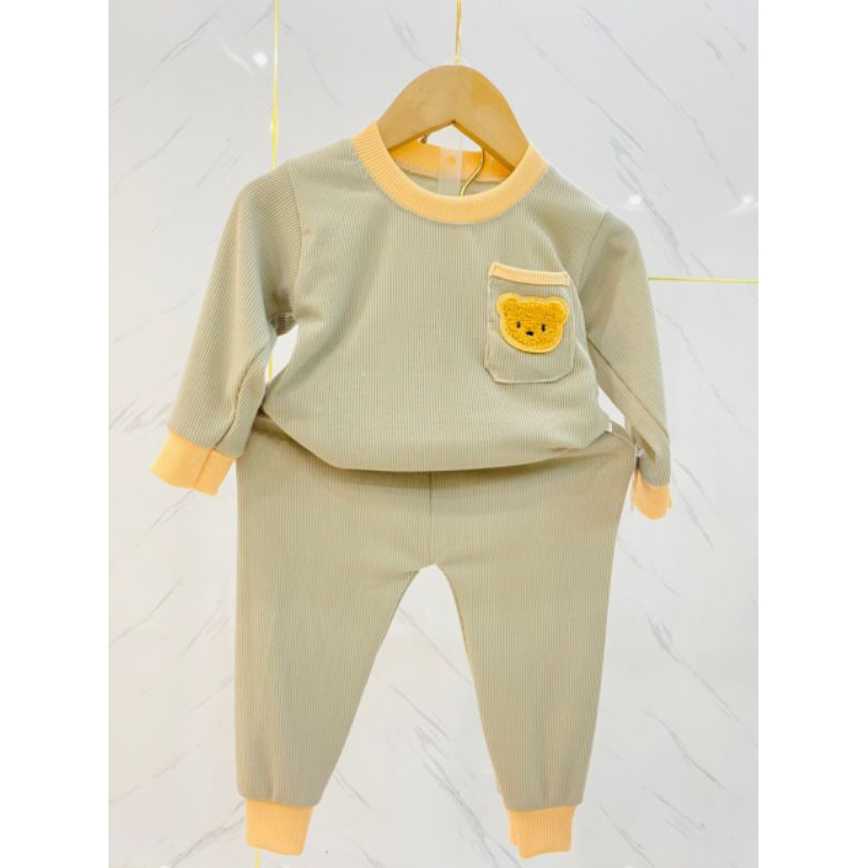 M01 Bộ dài tay len tăm / tăm gân hàng sài gòn loại 1 chất siêu đẹp cho bé trai bé gái