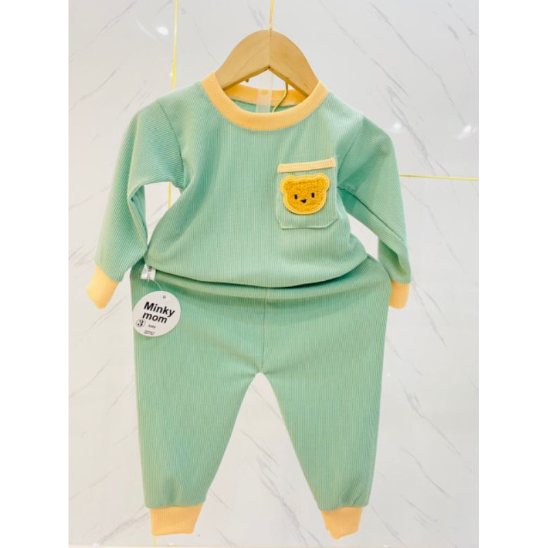 M01 Bộ dài tay len tăm / tăm gân hàng sài gòn loại 1 chất siêu đẹp cho bé trai bé gái