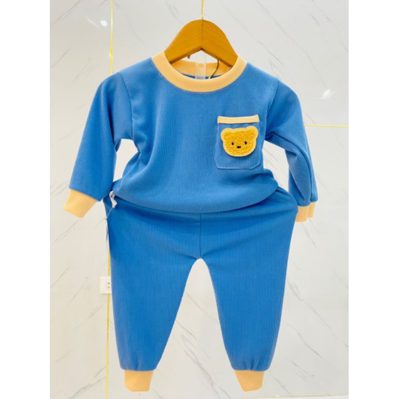 M01 Bộ dài tay len tăm / tăm gân hàng sài gòn loại 1 chất siêu đẹp cho bé trai bé gái