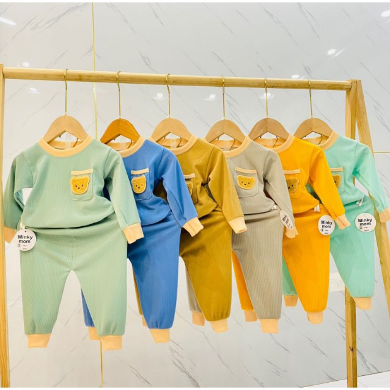 Bộ len tăm hình tai thu dễ thương, bộ tăm gân cho bé, bộ thu đông dài tay bé trai bé gái hàng loại 1