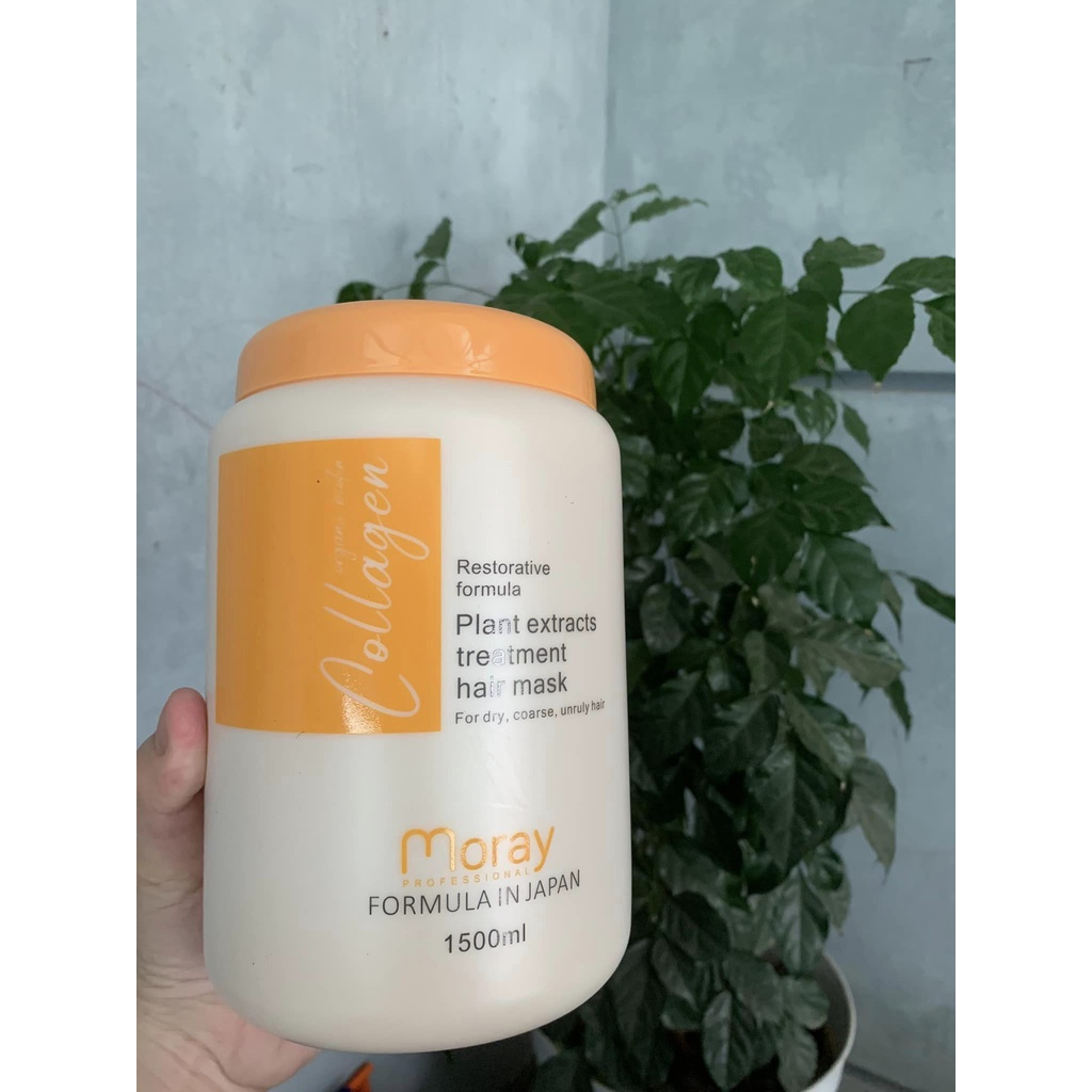 Kem Dầu Hấp ủ Xả tóc Collagen Moray 1500ml phục hồi tóc khô xơ và hư tổn siêu tiết kiệm cho Salon