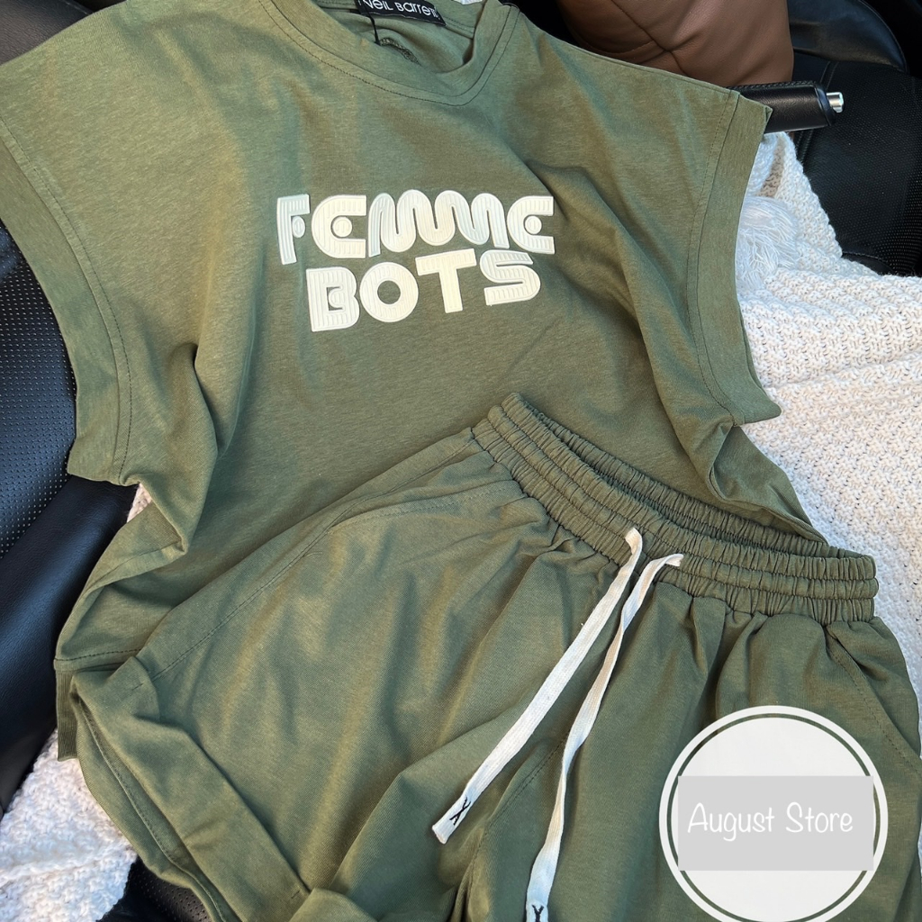 Set Bộ Thể Thao Fomme Bots Thun Sát Nách Dáng Rộng Giấu Quần Freesize