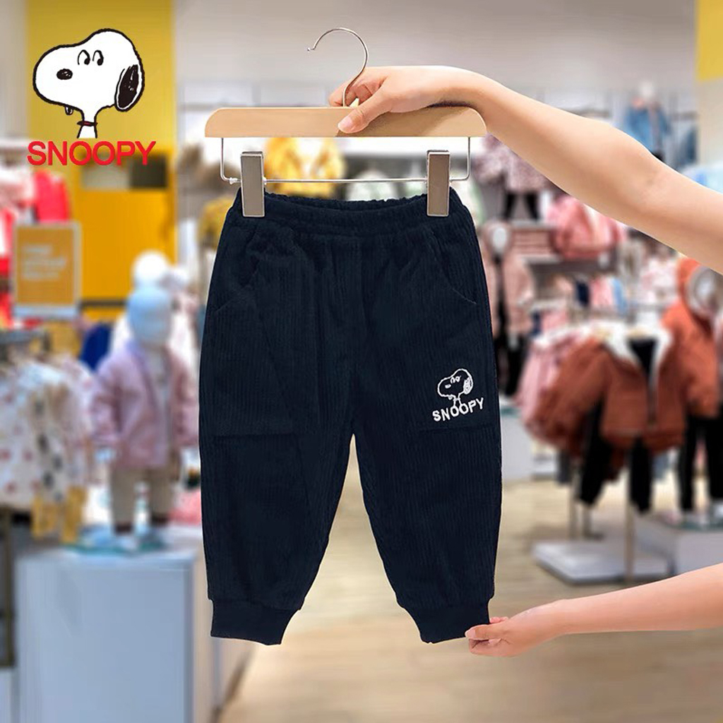 Quần Nỉ Thêu Chú Chó Snopy , Quần Dài Chất Nhung Tăm Cho Bé Cao Cấp Cho Bé Trai Và Bé Gái - LEON KIDS