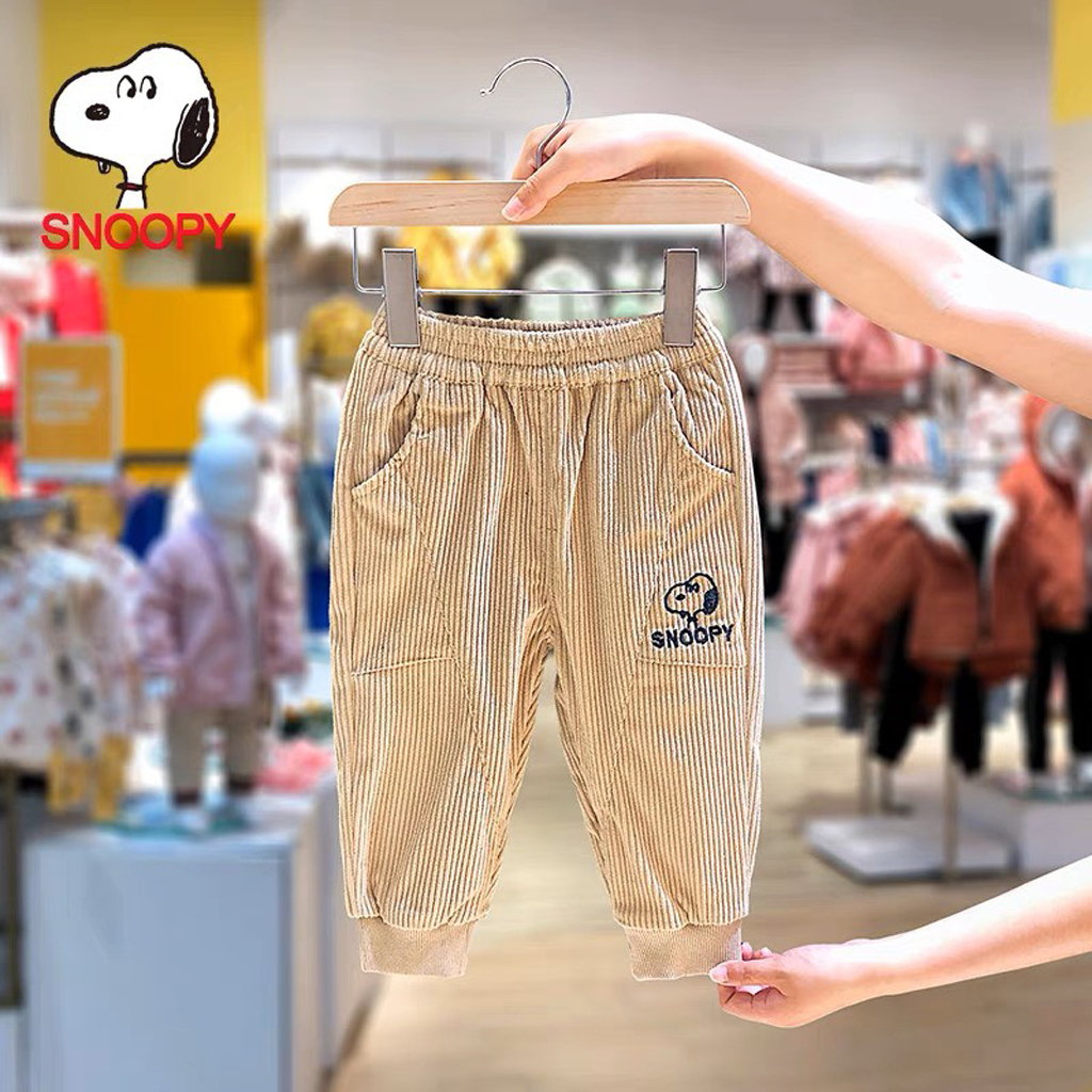 Quần Nỉ Thêu Chú Chó Snopy , Quần Dài Chất Nhung Tăm Cho Bé Cao Cấp Cho Bé Trai Và Bé Gái - LEON KIDS