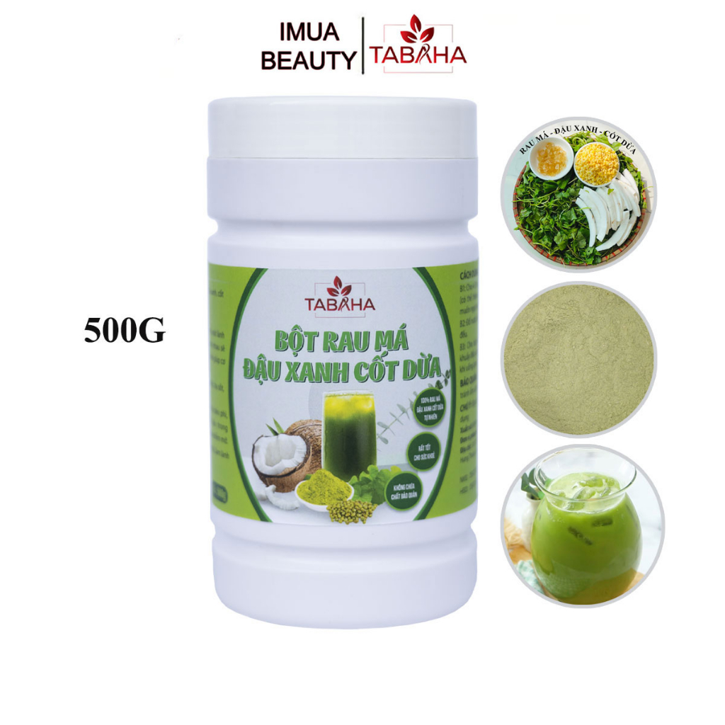 Bột rau má đậu xanh cốt dừa TABAHA 500G thơm ngon giải khát dễ sử dụng