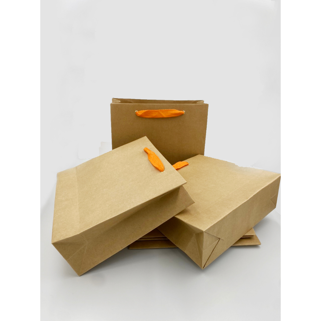 Túi giấy kraft nâu có quai, giấy dày, cứng cáp, sang trọng siêu rẻ siêu bền - Size 24x8x22cm