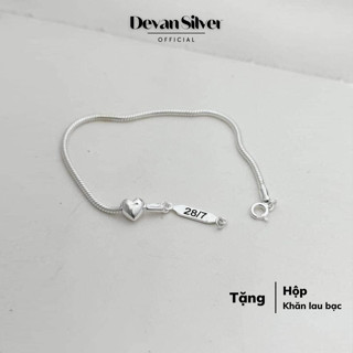 Lắc tay đôi nam nữ DEVAN, lắc tay bạc dây trơn (giá 1 chiếc), vòng tay bạc đôi mặt trái tim.