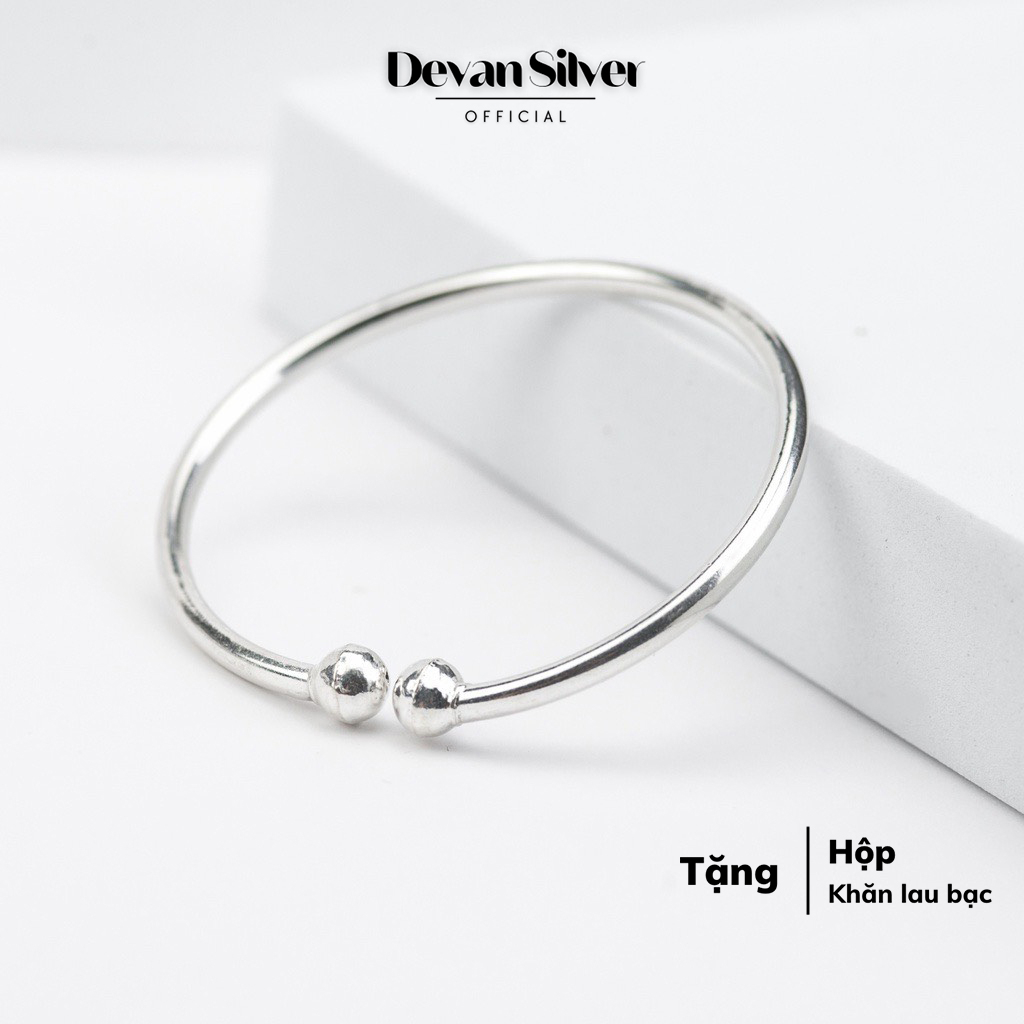 Lắc tay bạc trơn DEVAN, vòng tay bạc 925 dạng hở dễ dàng đeo, lắc tay nam nữ cao cấp