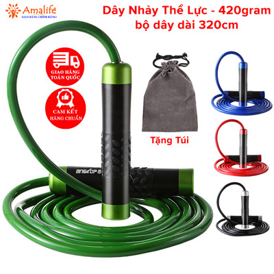 Dây Nhảy Thể Lực Nặng 450g Cho Người Luyện Võ Thuật, Boxing, Muay Thái (Tặng Túi) Có Bán Dây Thay Thế Hãng Amalife