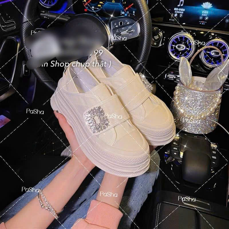Giày lười slipon quai dán đá- Hàng QC