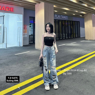 Quần baggy jean suông rách tả tơi xơ mướp it