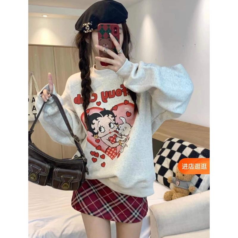 Áo Sweater Nỉ Bông PUFOUY CLUP Form Rộng Nam Nữ Unisex Dáng Oversize Xám Tiêu