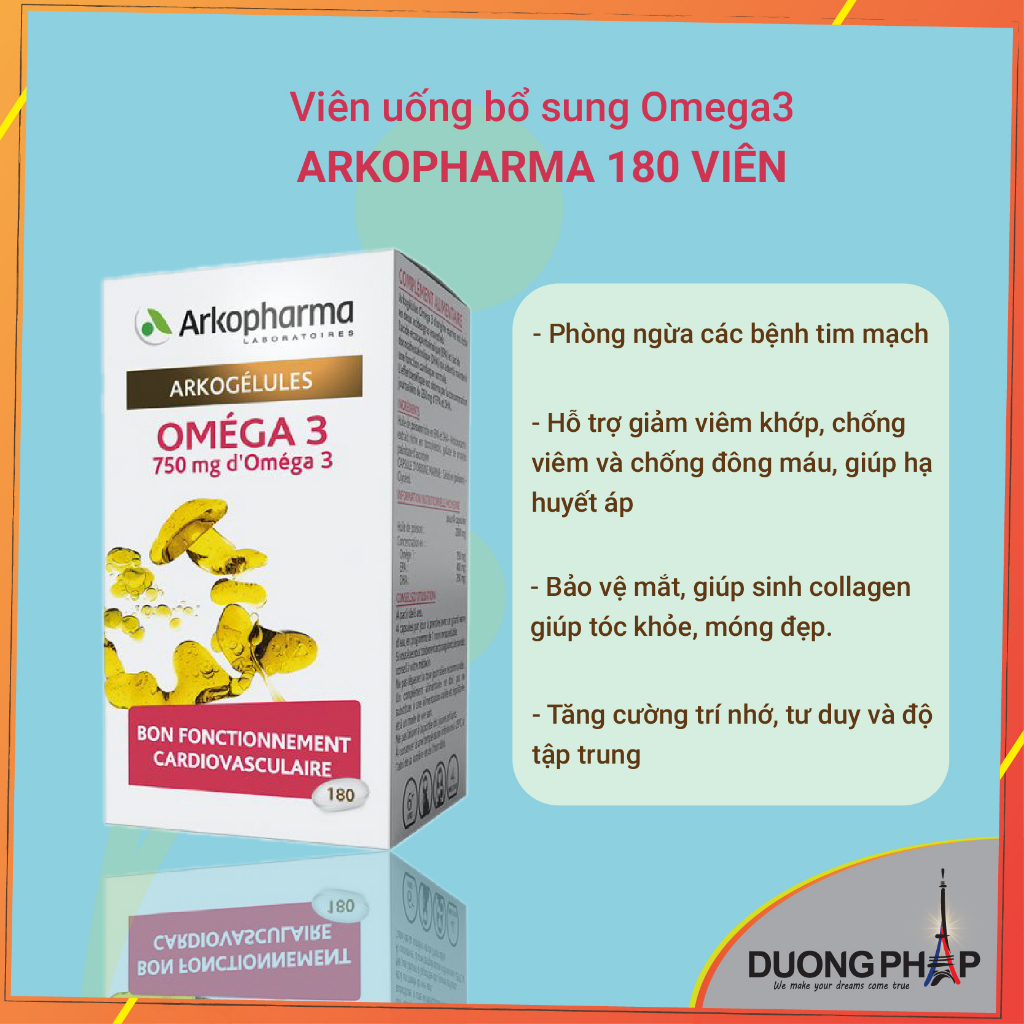 Viên uống dầu cá Omega 3 Arkopharma 180 viên