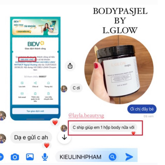 Kem dưỡng trắng da Pasjel 500gram ngày & đêm