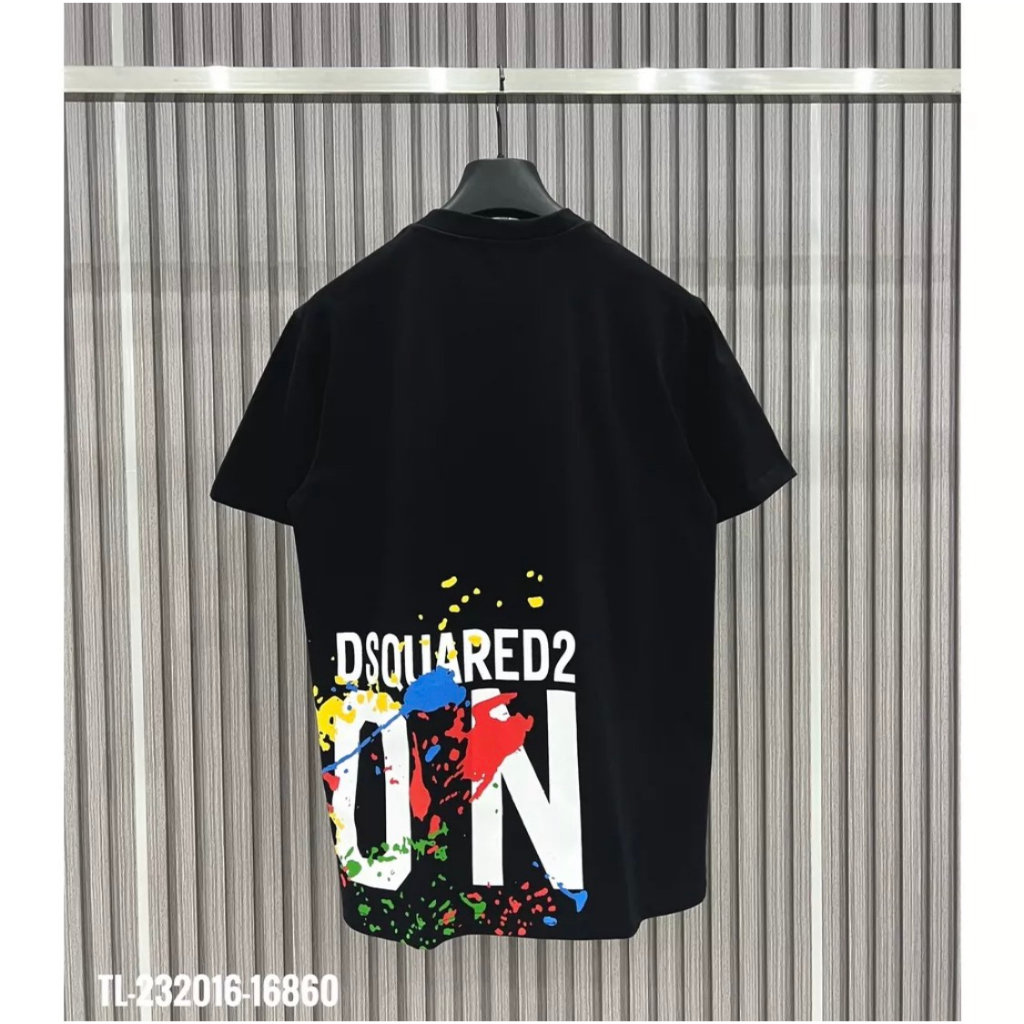 Áo Thun Tay Lỡ DSQ Họa Tiết Chữ Icon Vảy Sơn 7 Màu Góc Trái Áo Bản Siêu cấp