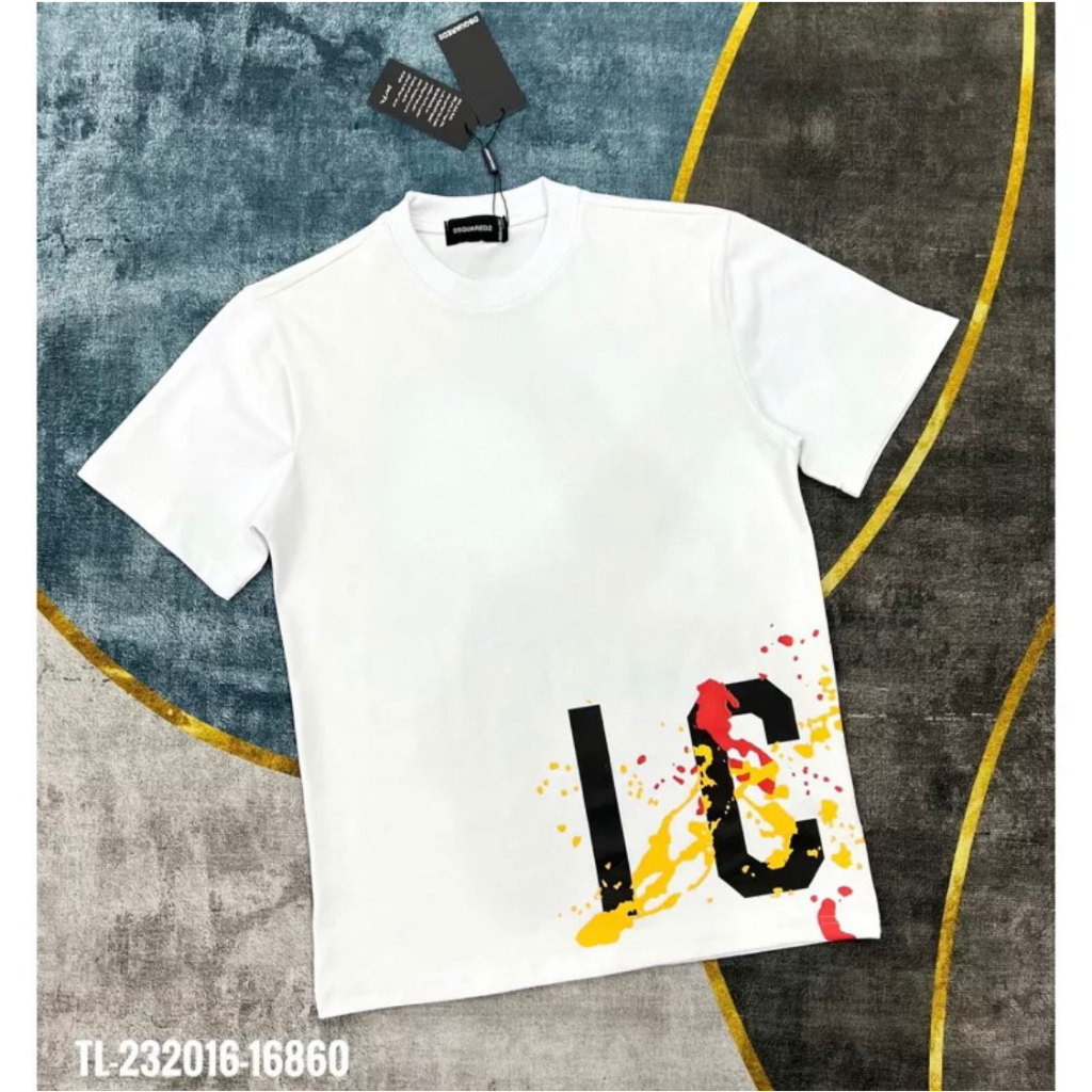 Áo Thun Tay Lỡ DSQ Họa Tiết Chữ Icon Vảy Sơn 7 Màu Góc Trái Áo Bản Siêu cấp