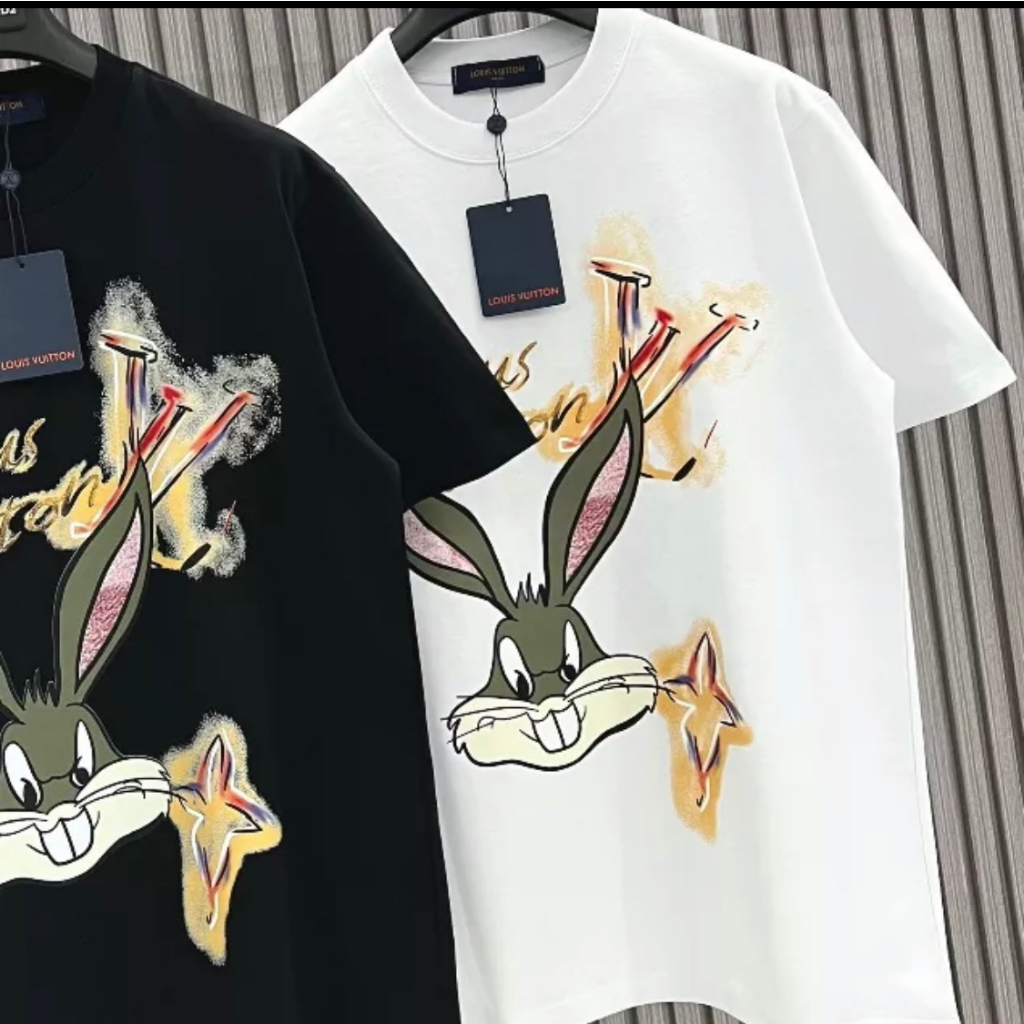 Áo Phông Nam Lv In Logo Loang Viền Chữ Siêu Chất - ÁoThun Nam Lv In Hình Con Thỏ Chất Lượng Cao