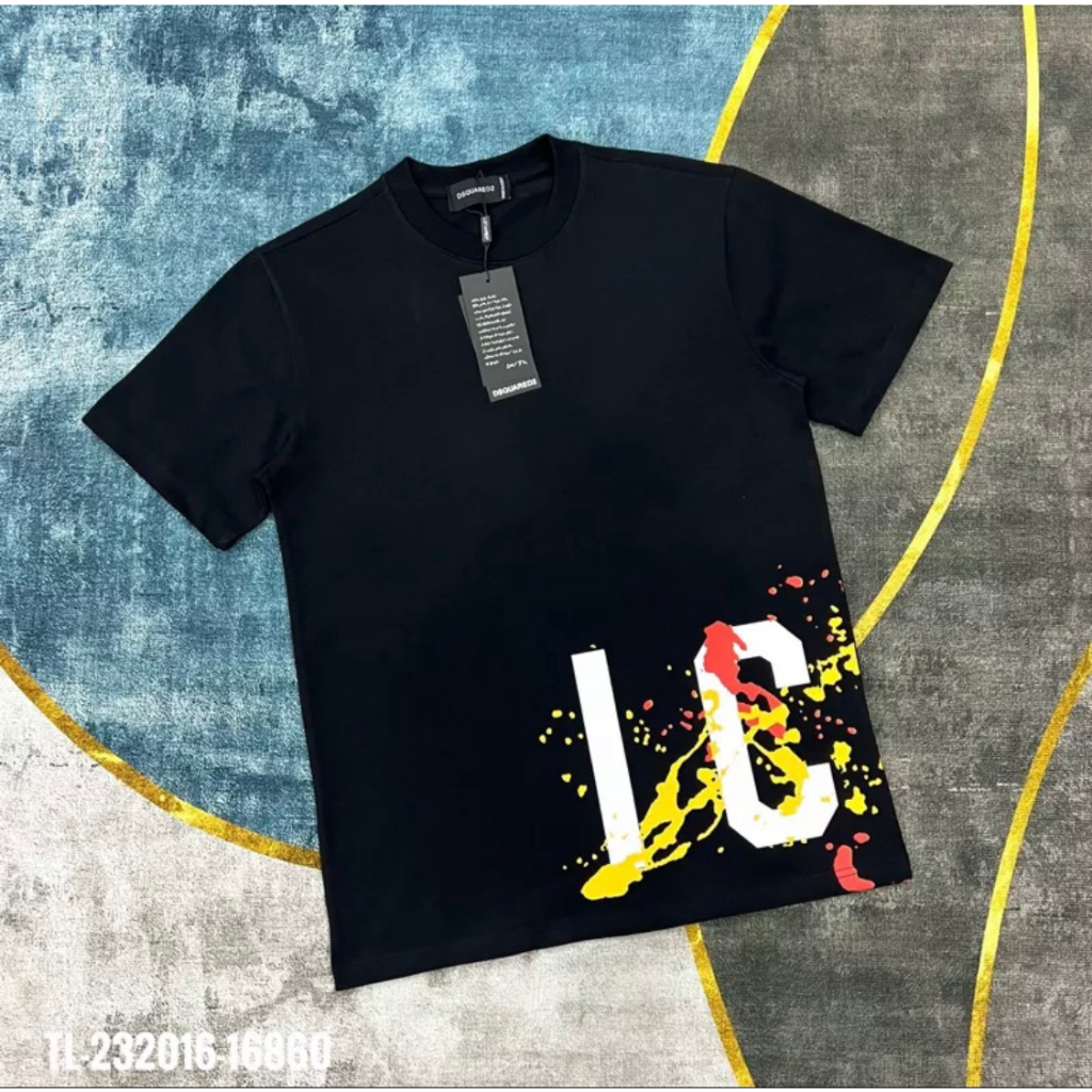 Áo Thun Tay Lỡ DSQ Họa Tiết Chữ Icon Vảy Sơn 7 Màu Góc Trái Áo Bản Siêu cấp
