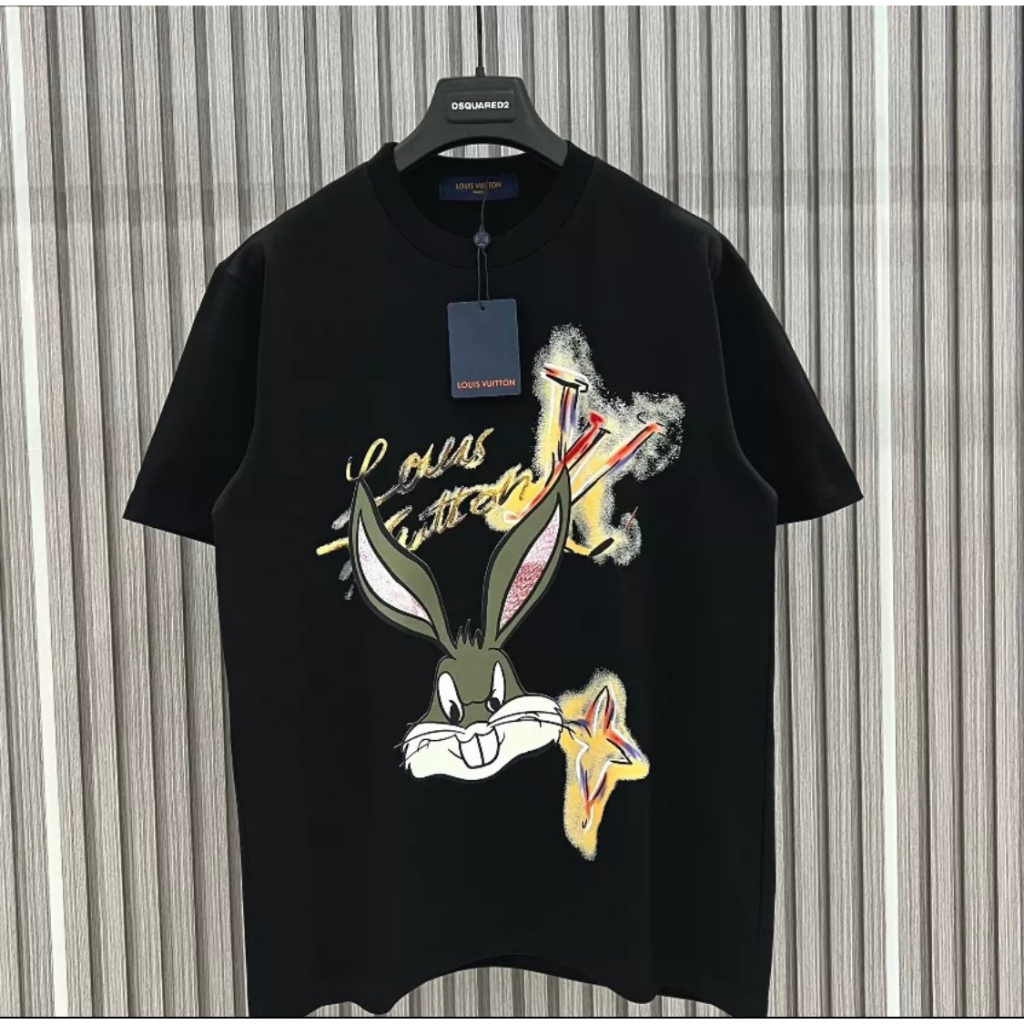 Áo Phông Nam Lv In Logo Loang Viền Chữ Siêu Chất - ÁoThun Nam Lv In Hình Con Thỏ Chất Lượng Cao