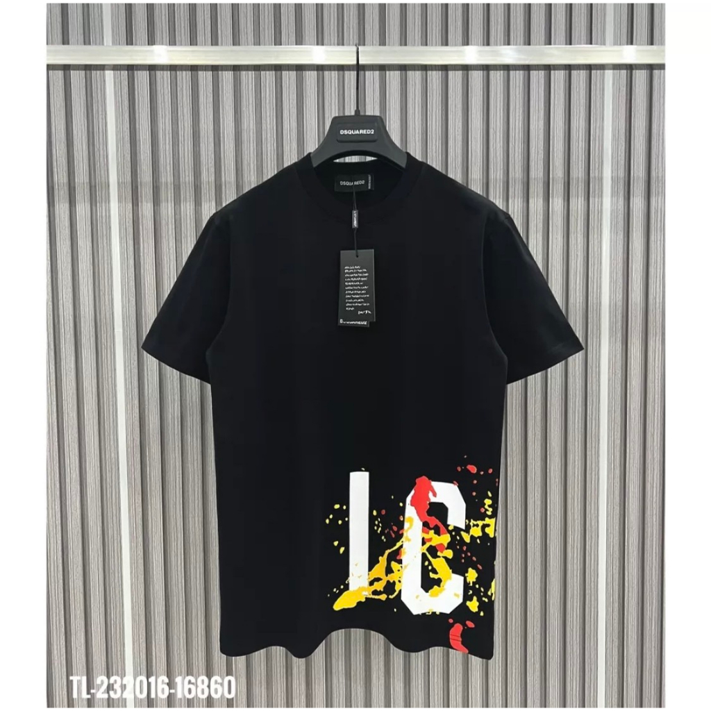 Áo Thun Tay Lỡ DSQ Họa Tiết Chữ Icon Vảy Sơn 7 Màu Góc Trái Áo Bản Siêu cấp