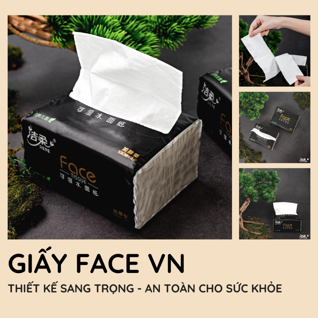 Giấy ăn gấu trúc,Thùng 32 gói giấy ăn Face đen nội địa trung cao cấp, gói siêu dai, mềm mịn