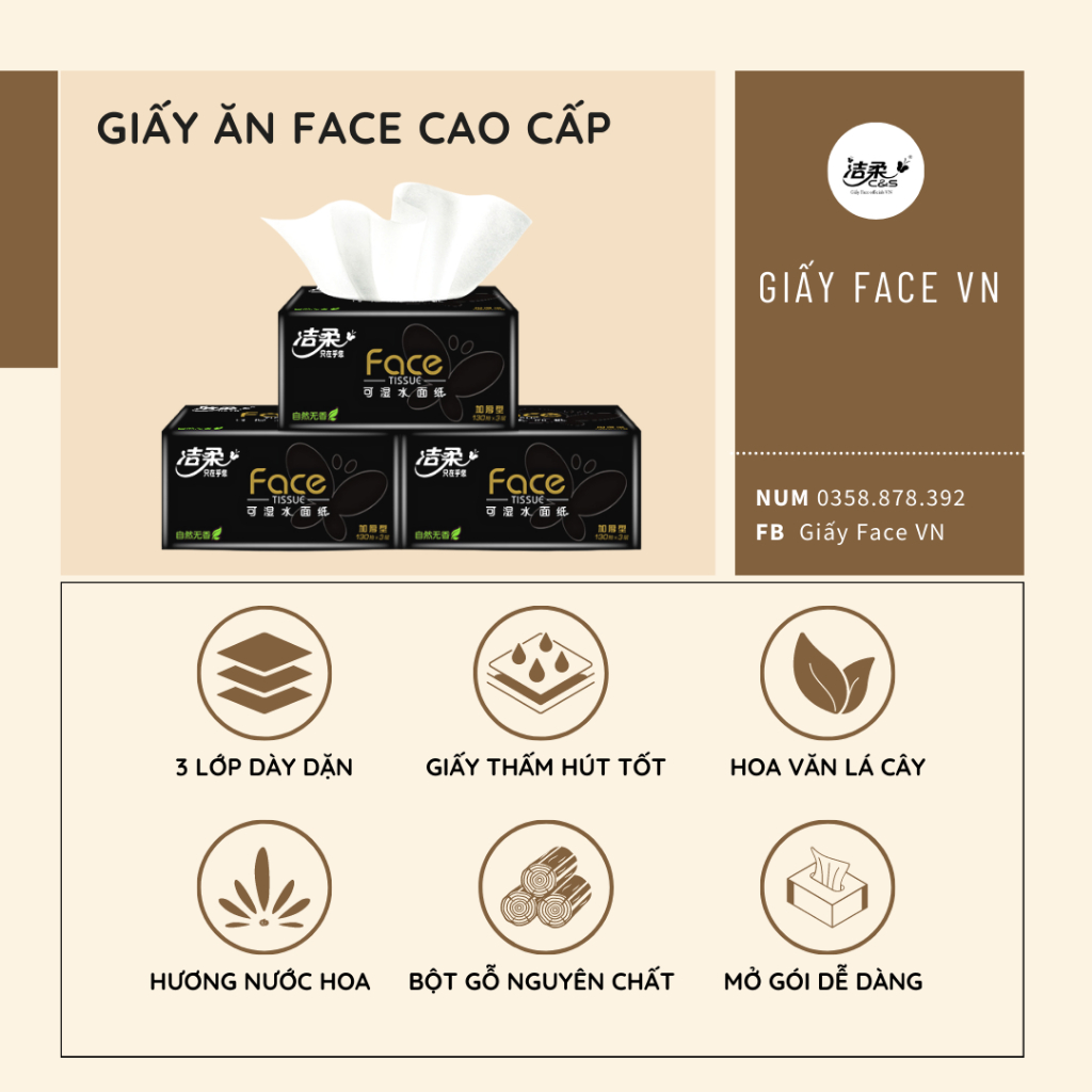 Giấy ăn gấu trúc,Thùng 32 gói giấy ăn Face đen nội địa trung cao cấp, gói siêu dai, mềm mịn