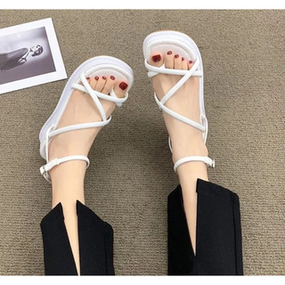 Sandal nữ đế xuồng dây mảnh đế PU cao cấp màu trắng cao 5cm - SB001