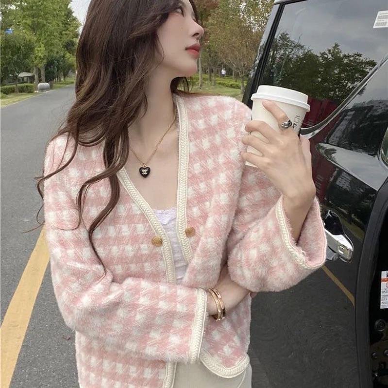 Áo khoác dạ lông kẻ phối hàng QC cao cấp vip 1