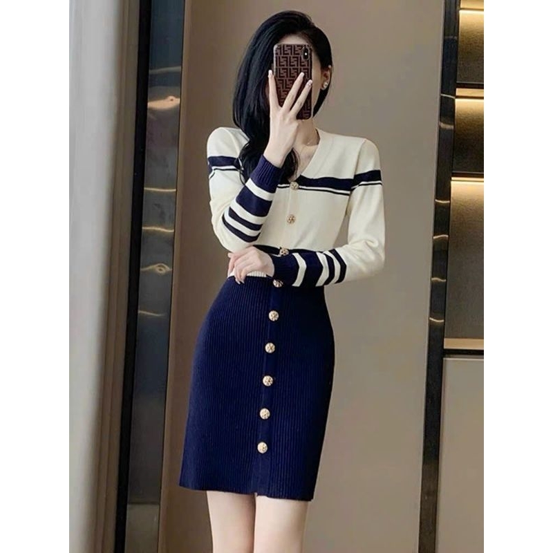 ĐẦM LEN BODY PHỐI NÚT CAO CẤP D29280 (HÀNG NHẬP)