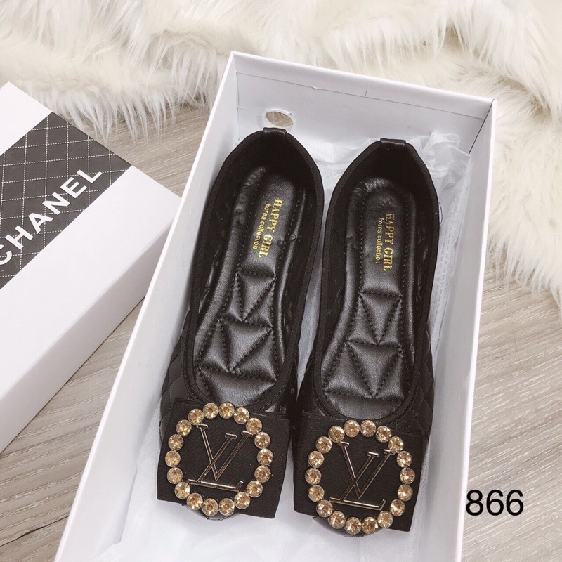 Giày bệt trần chỉ tag logo đá X, L V mã 866, 747