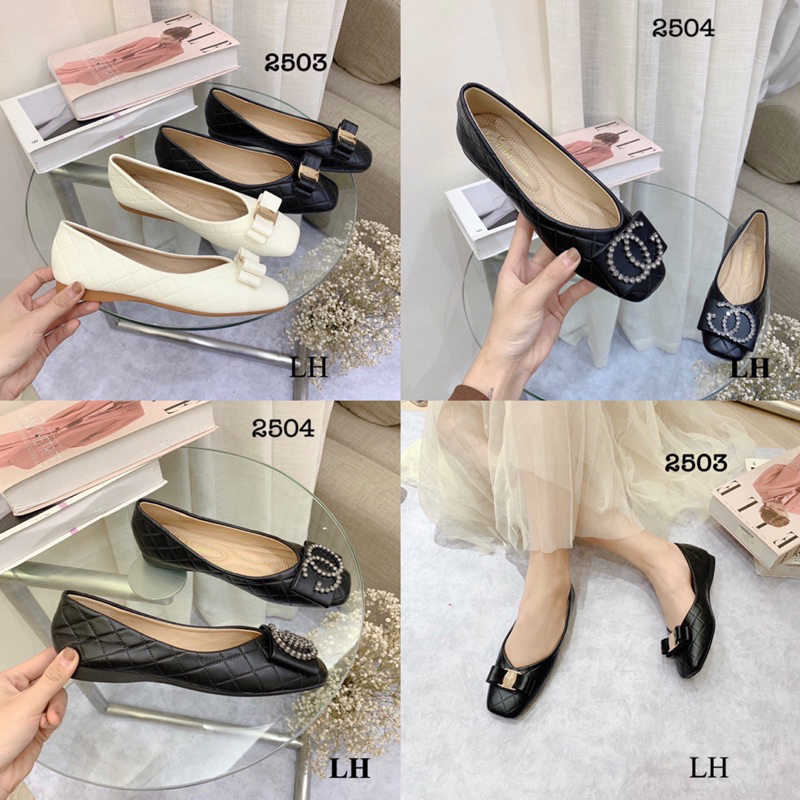 Giày bệt búp bê trần chỉ tag nơ Svt, G C mã 2504, 2503, 2282