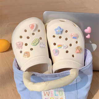(Chọn lùi 1 size) Dép nữ dép crocs đế thấp 3 cm phối sticker mini nhiều màu dễ thương chính hãng XIXITIAO