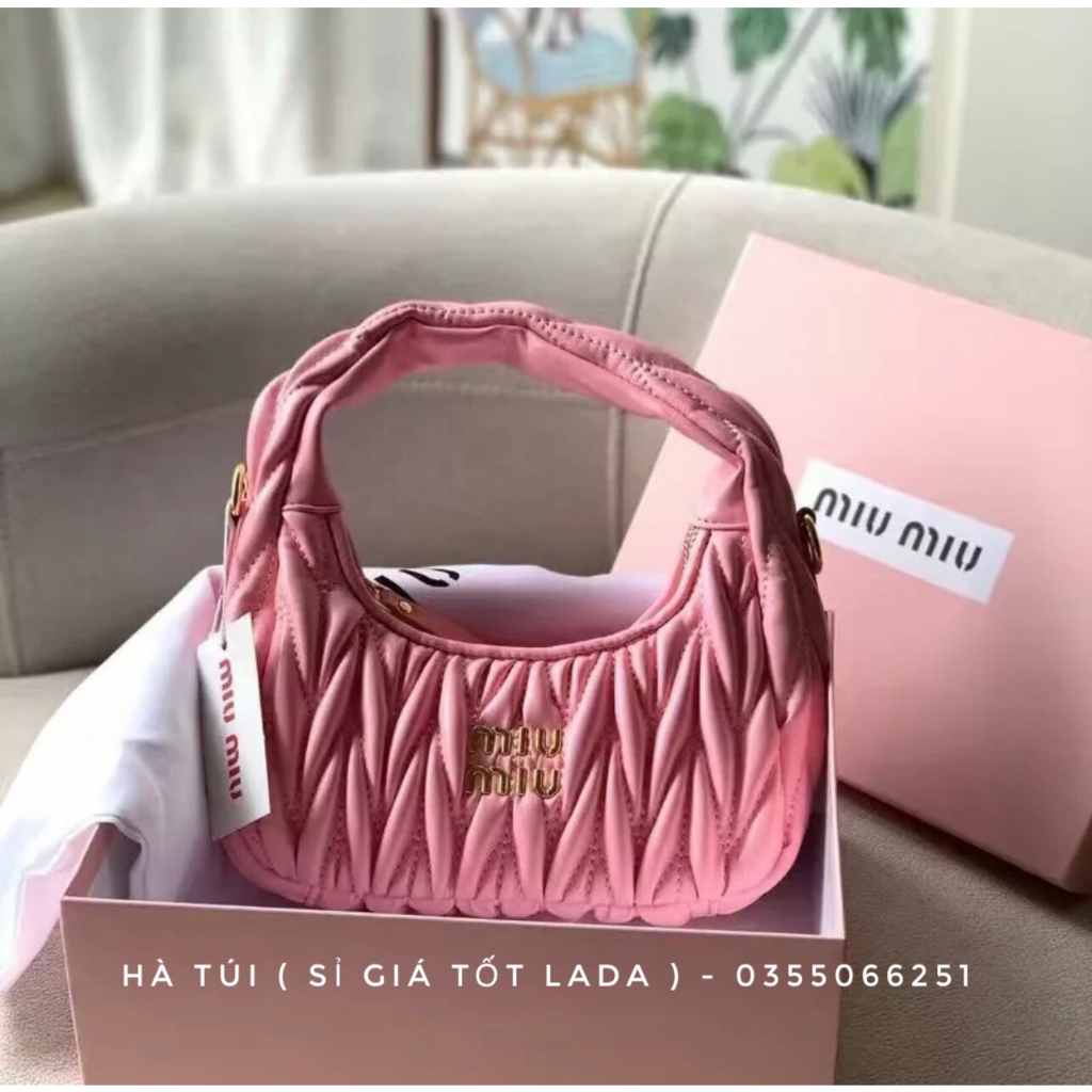Túi xách nữ kẹp nách Miumiu hộp hồng dễ thương