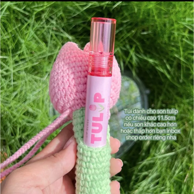 Túi để son handmade hoa tulip