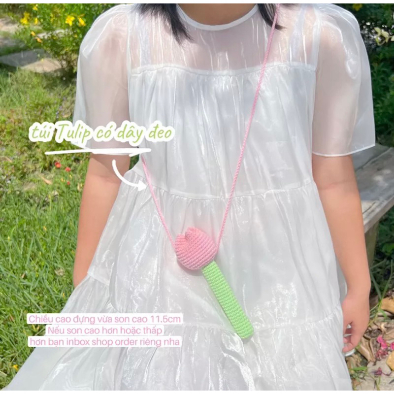 Túi để son handmade hoa tulip