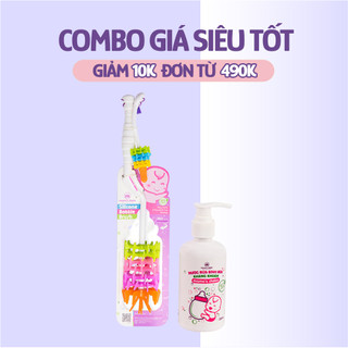 Combo Nước Rửa Bình Sữa và Cọ Rửa Bình Sữa Núm Ti Mama’s Choice, Diệt Khuẩn Đến 99%, Vệ Sinh Sạch Sẽ An Toàn Cho Mẹ & Bé