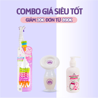 Combo cốc hứng sữa rảnh tay, nước rửa bình sữa, cọ bình sữa và núm ti mama’s choice, giá siêu hời, an toàn cho mẹ và bé