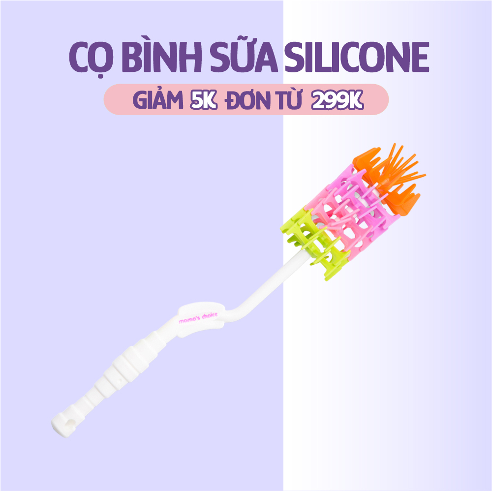 Cọ Rửa Bình Sữa Mama’s Choice, Tay Cầm Xoay 360 Độ, Chất Liệu Silicone Cao Cấp, Dùng Cho Mọi Loại Bình